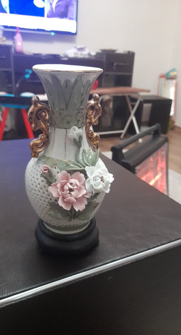 Pastel renkli beyaz çiçekli vazo - Görsel 3