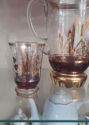 Bordo ve Altın Detaylı Cam Sürahi Seti - Görsel 6