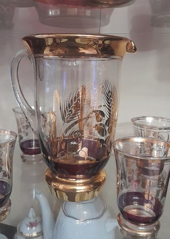 Bordo ve Altın Detaylı Cam Sürahi Seti - Görsel 10