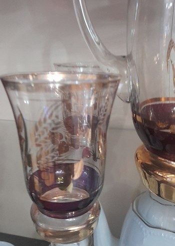 Bordo ve Altın Detaylı Cam Sürahi Seti - Görsel 14