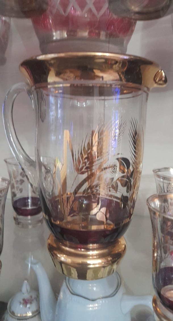 Bordo ve Altın Detaylı Cam Sürahi Seti - Görsel 4