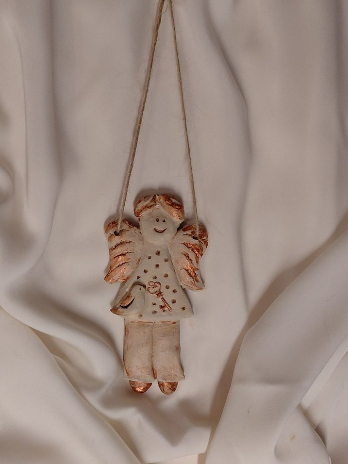 Bej Melek Figür Süsleme 2 parça - Görsel 4