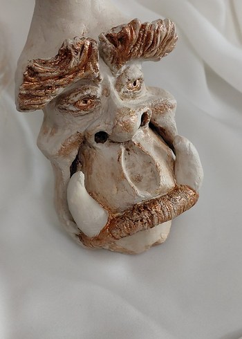 Bej ve Gri Figürin Detaylı şamdan - Görsel 2