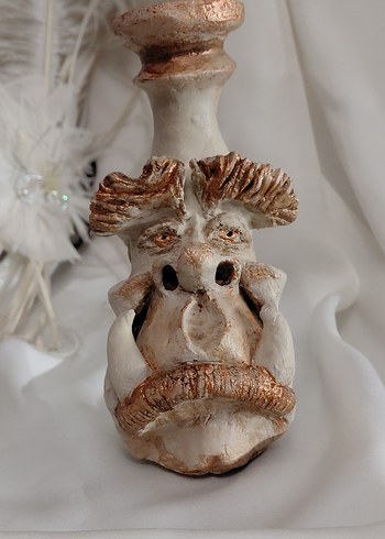 Bej ve Gri Figürin Detaylı şamdan - Görsel 3