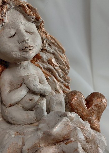 Bej Gri Melek Figürlü Dekoratif Heykel - Görsel 2