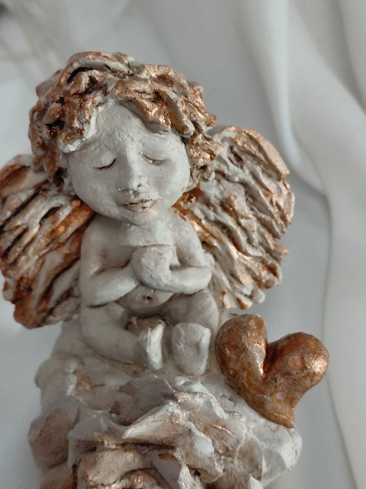 Bej Gri Melek Figürlü Dekoratif Heykel - Görsel 3