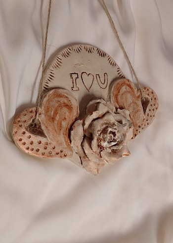 Bej Kalp ve Gül Dekoratif Süs - Görsel 3