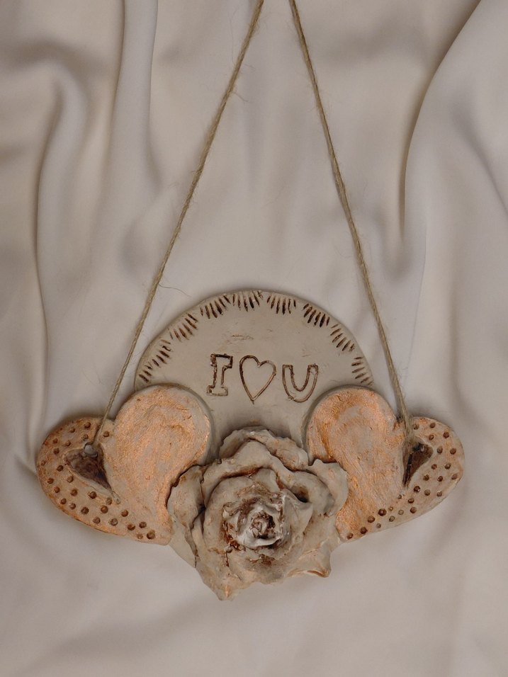 Bej Kalp ve Gül Dekoratif Süs - Görsel 2