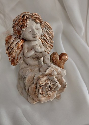 Bej Melek Figürlü Dekoratif Heykel - Görsel 6