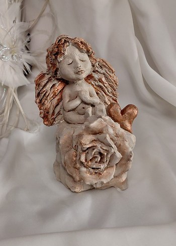 Bej Melek Figürlü Dekoratif Heykel - Görsel 4