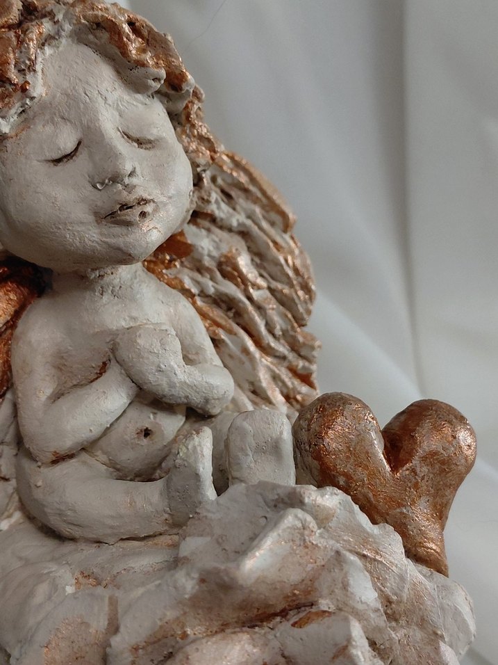 Bej Melek Figürlü Dekoratif Heykel - Görsel 3