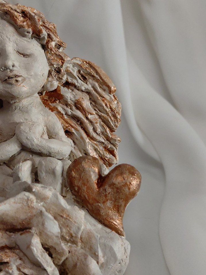 Bej Melek Figürlü Dekoratif Heykel - Görsel 2