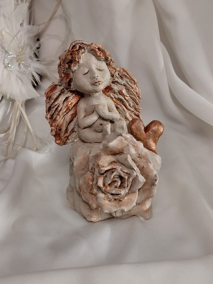 Bej Melek Figürlü Dekoratif Heykel - Görsel 4