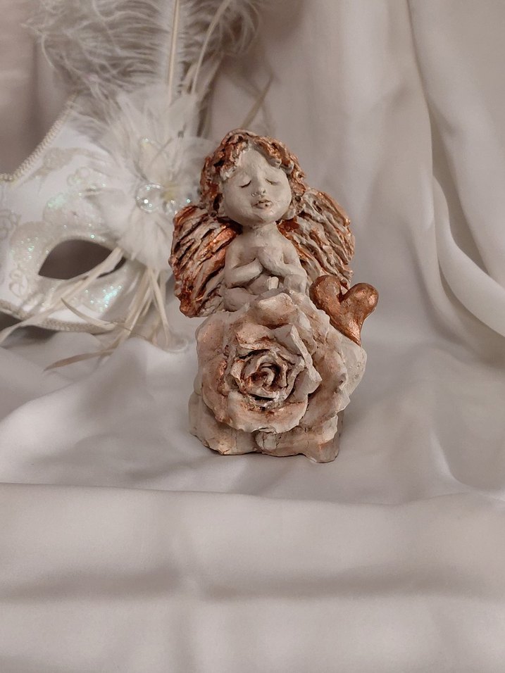 Bej Melek Figürlü Dekoratif Heykel - Görsel 5