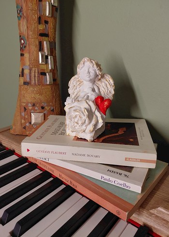 Kalpli Beyaz Melek Biblo - Görsel 2