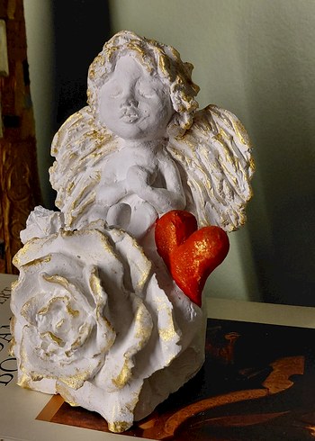 Kalpli Beyaz Melek Biblo - Görsel 3