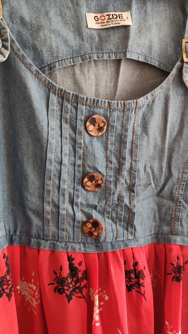 Bohem Kırmızı Uzun Hamile Elbisesi - Görsel 3