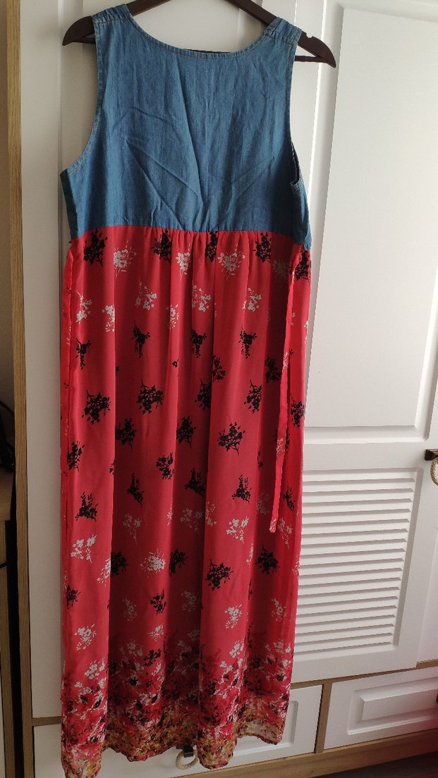 Bohem Kırmızı Uzun Hamile Elbisesi - Görsel 5