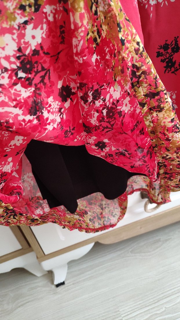 Bohem Kırmızı Uzun Hamile Elbisesi - Görsel 2