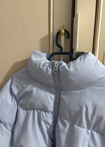 H&M Bebek mavisi Kadın Midi Mont, Yüksek Yaka, fermuarlı