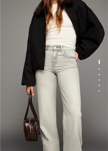 Bershka Gri Regular Fit Midi Denim Kadın Jean