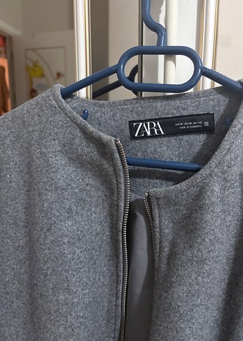 Gri Fermuarlı Kadın Midi Kaban - Görsel 2