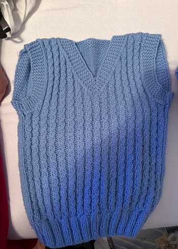 Mavi Örgü Erkek Çocuk Süveter - Görsel 4