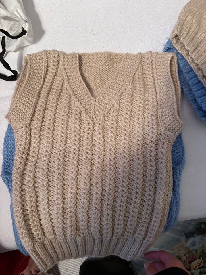 Mavi Örgü Erkek Çocuk Süveter - Görsel 3