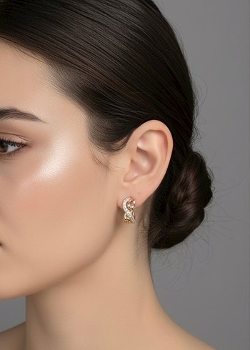 Xuping Altın Renk Mini Sıralı Küpeler - Görsel 2