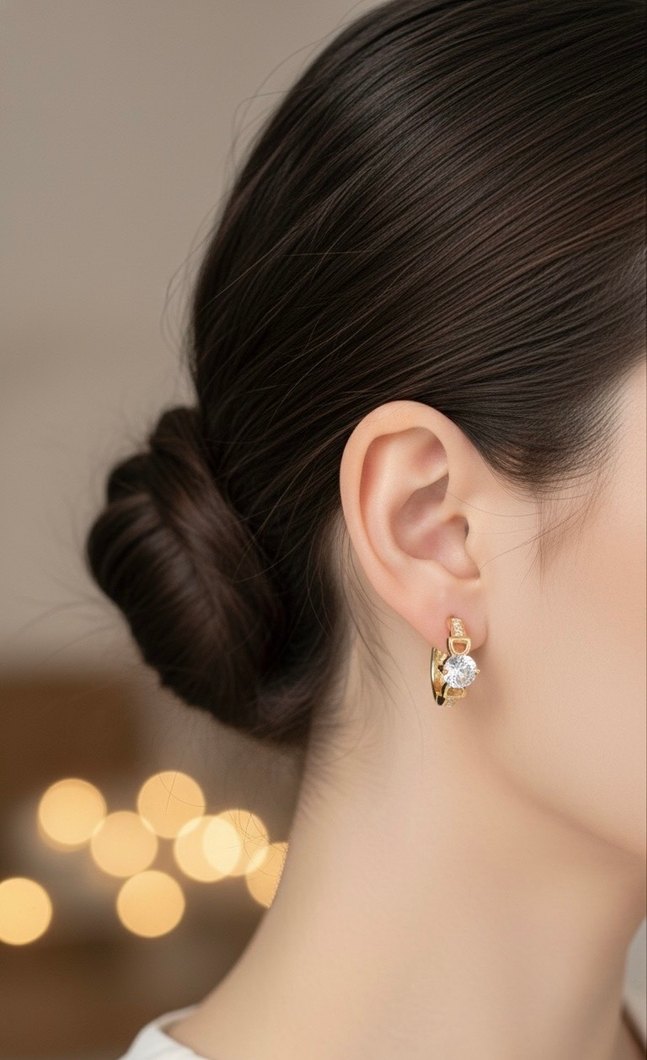 Altın Renk Mini Parlak Küpe - Görsel 2