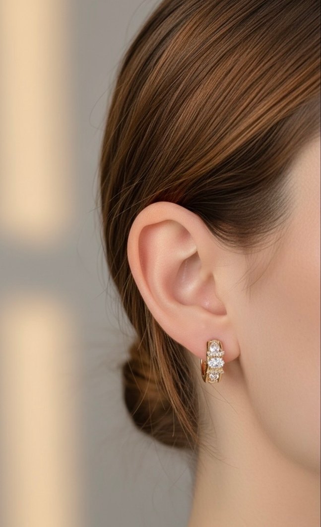 Altın Renk Mini Payetli Küpe - Görsel 2