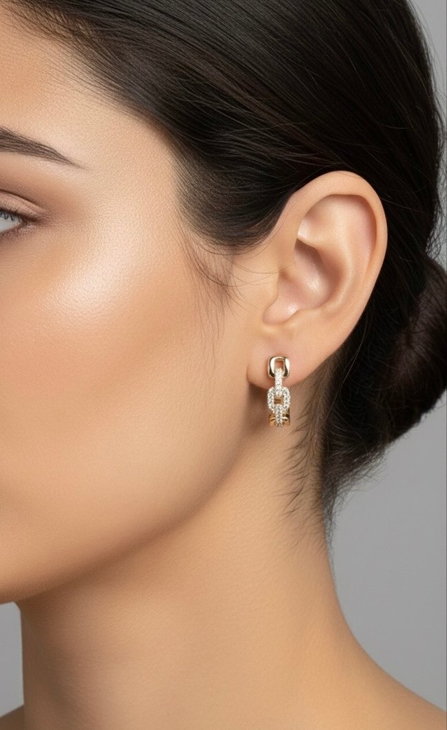 Sarı Mini Payetli Minimalist Kadın Küpeler - Görsel 2