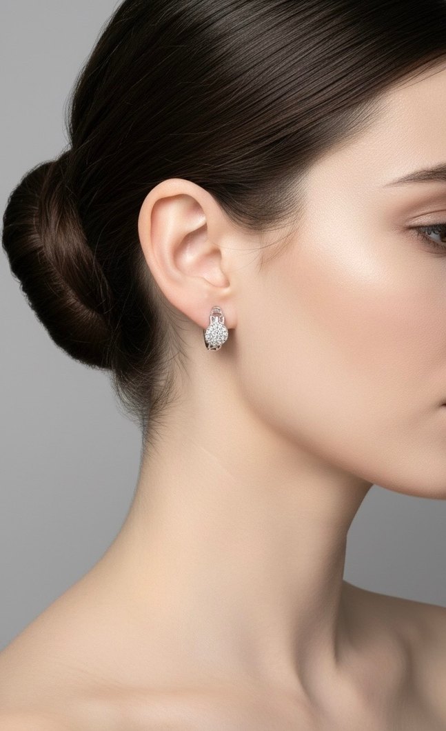 Beyaz Mini Payetli Paslanmaz Çelik Küpe - Görsel 2