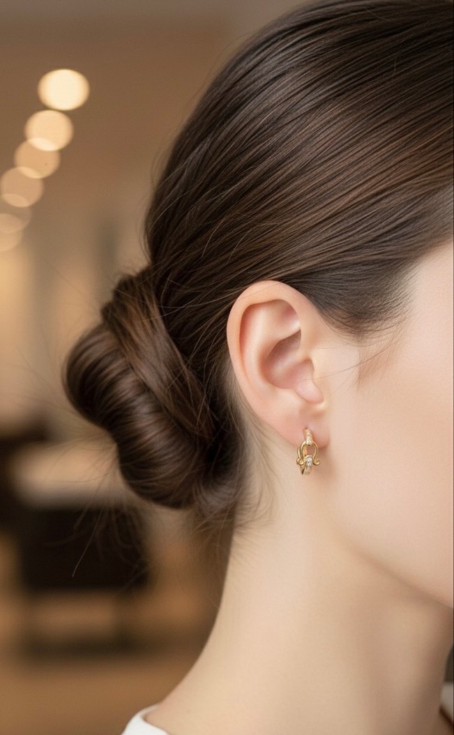 Altın Renk Mini Sıralı Küpeler - Görsel 2