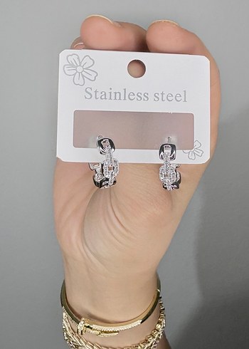 Gümüş Renkli Kadın Küpe - Görsel 2