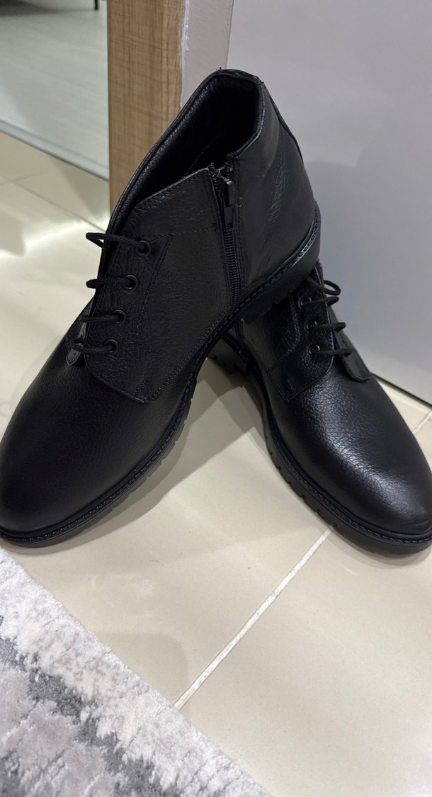 Siyah Erkek Bağcıklı deri 41 numara erkek bot - Görsel 5