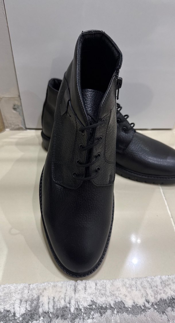 Siyah Erkek Bağcıklı deri 41 numara erkek bot - Görsel 4