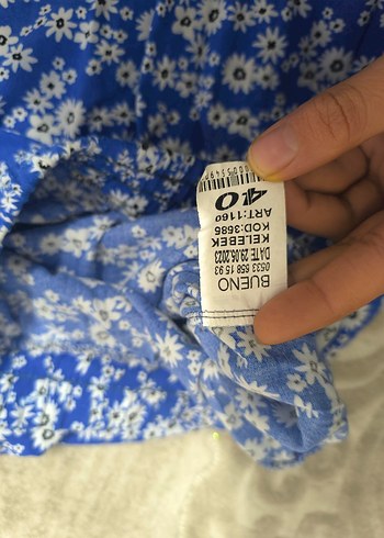 Mavi Renkli Papatya Desenli Uzun Etek - Görsel 5