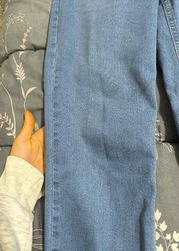 gri Tokalı Mavi Midi Kadın Kot Pantolon - Görsel 2