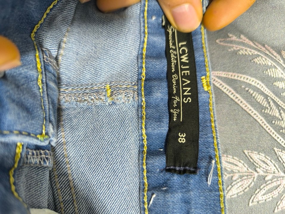 gri Tokalı Mavi Midi Kadın Kot Pantolon - Görsel 4