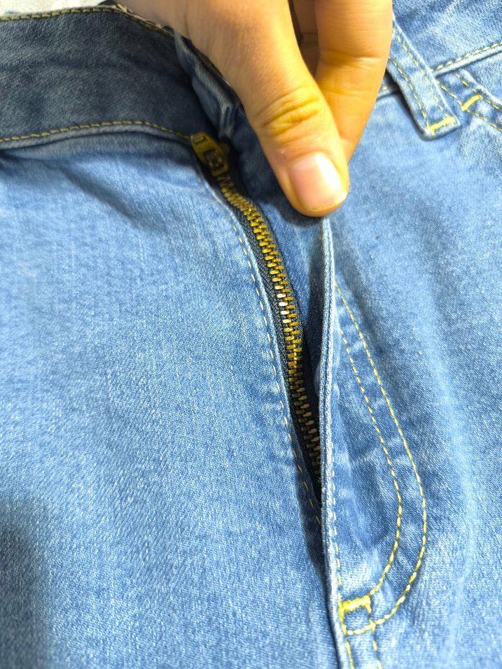 gri Tokalı Mavi Midi Kadın Kot Pantolon - Görsel 5