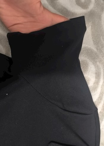 Düğmeli Siyah Midi Kısa Kollu Elbise - Görsel 5