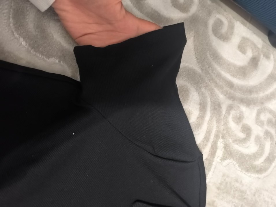 Düğmeli Siyah Midi Kısa Kollu Elbise - Görsel 5