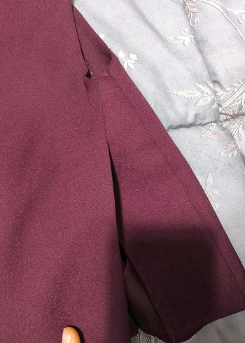 Bordo Kolsuz Midi Blazer - Görsel 7