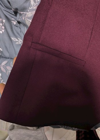 Bordo Kolsuz Midi Blazer - Görsel 3