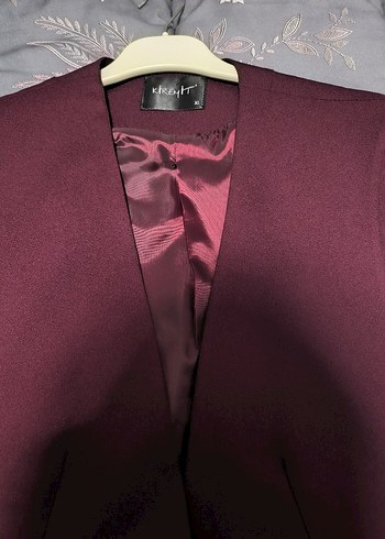 Bordo Kolsuz Midi Blazer - Görsel 2