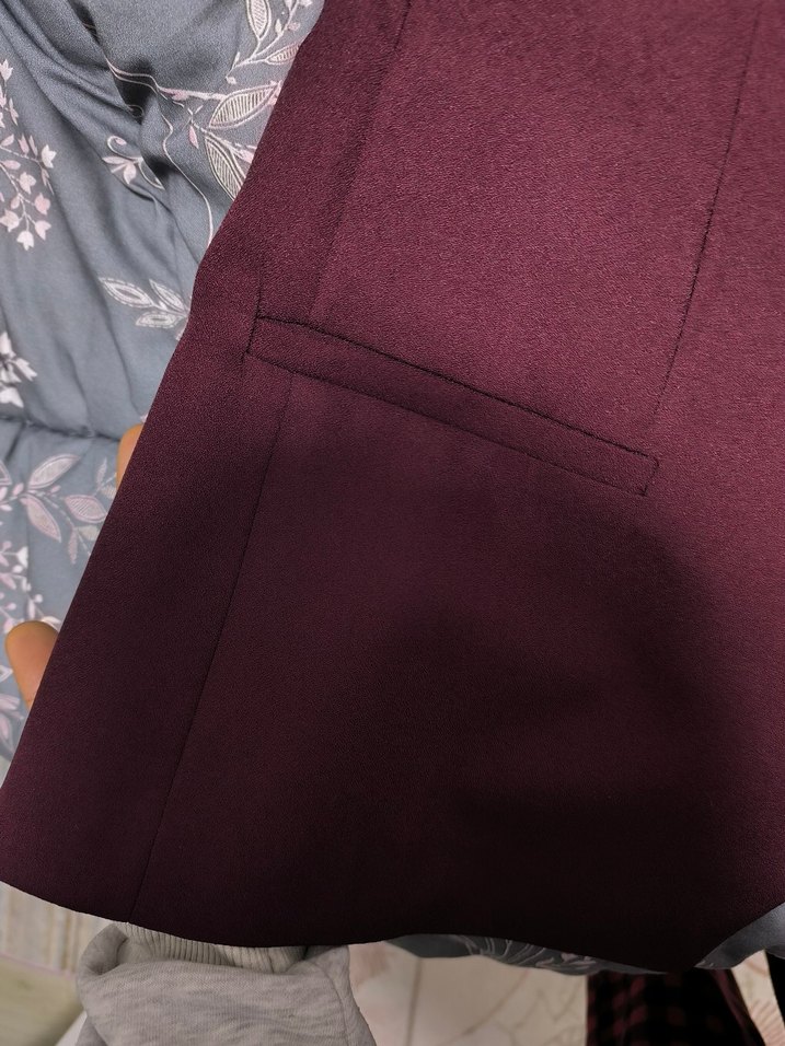 Bordo Kolsuz Midi Blazer - Görsel 3