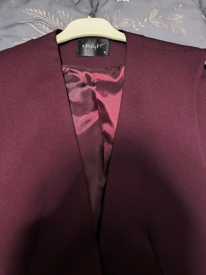 Bordo Kolsuz Midi Blazer - Görsel 2