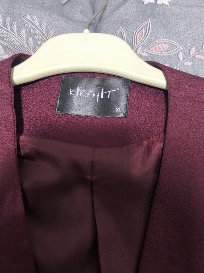 Bordo Kolsuz Midi Blazer - Görsel 5