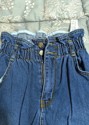 Kadın Mavi Bol Kesim Midi Denim Jean - Görsel 3